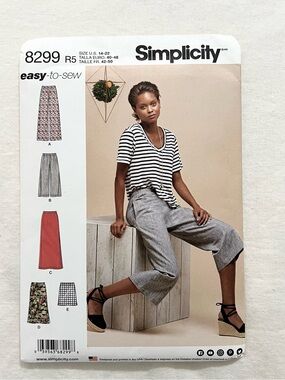 Simplicity 8299 Easy Pants Skirt Sewing Pattern Size 14-22 Uncut